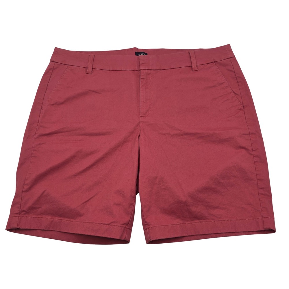 J.Crew Womens Chino Shorts Pink Raspberry Size 16 Mid Rise Stretch Cotton